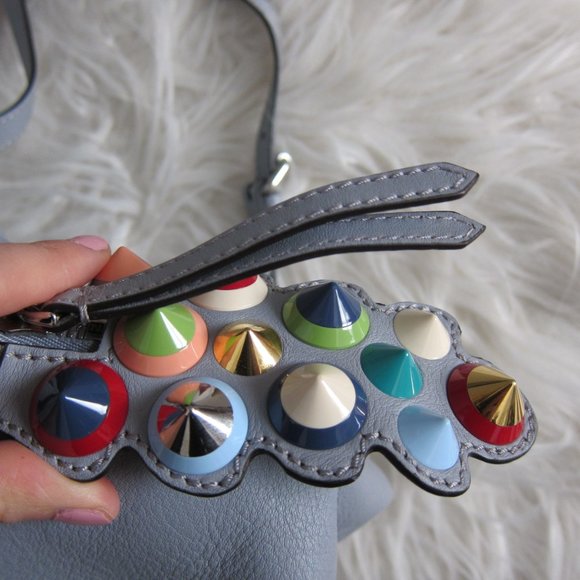 Fendi By The Way Backpack Studded Leather Mini Light Blue - Picture 9 of 12